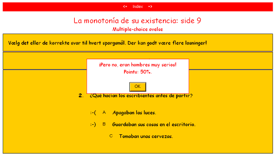 eksempel på en "multiple choice" øvelse.